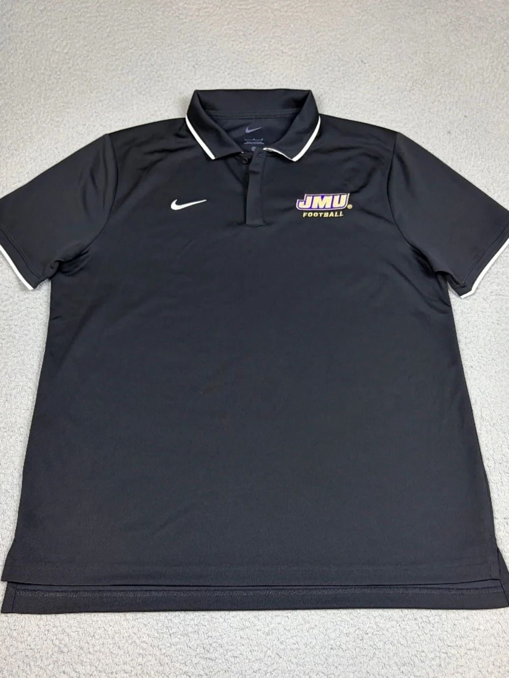 James Madison Dukes Polo Mens Size Large Black Football Player Issued #7